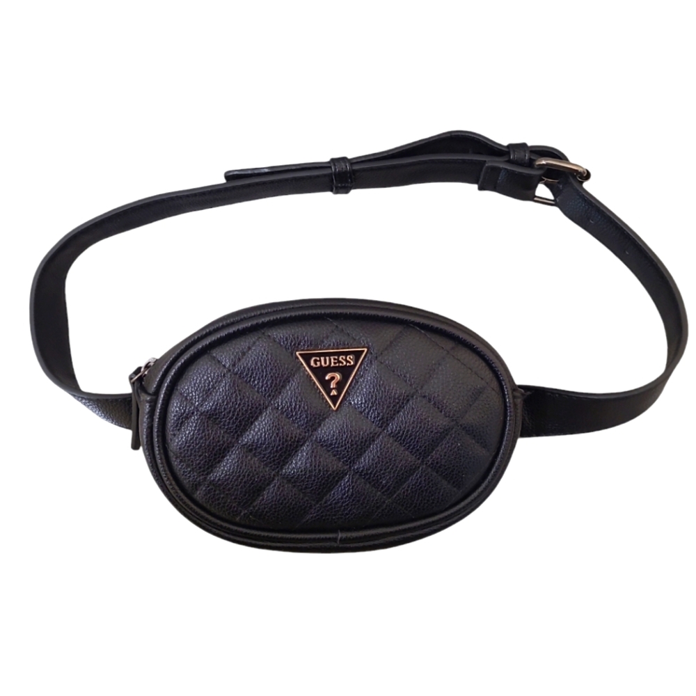 Host Pick! - GUESS- Faux Leather Black Fanny Pack/Belt